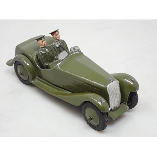 406 - A Britains No.1448 Army Staff Car, olive green with cast windscreen