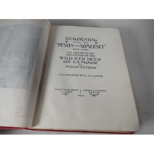 608 - EVERED Philip, Stag-Hunting on Exmoor, illus H.M. Lomas, pub Chatto and Windus, 1902, HITCHCOCK M.C.... 