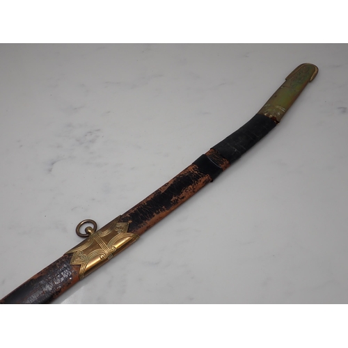 702 - A Victorian Naval Officer's Sword by Odell, Burlington Arcade, London. 30in clipped back blade in or... 