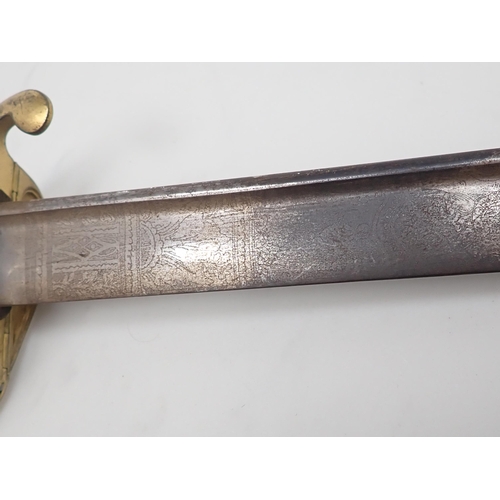 702 - A Victorian Naval Officer's Sword by Odell, Burlington Arcade, London. 30in clipped back blade in or... 