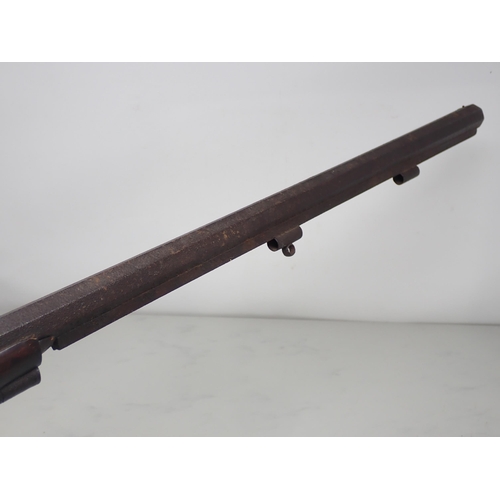 708 - A percussion Park Rifle of .375 Calibre, all metal parts, heavily pitted lock A/F