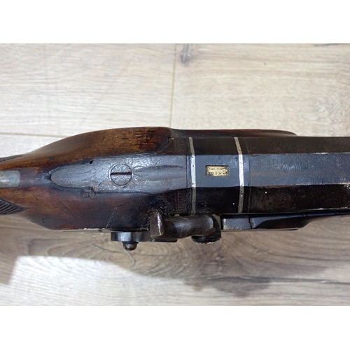 709 - A 10 bore Wildfowling Gun, percussion converted from flint (drum and nipple) by Hooke of York. Heavy... 