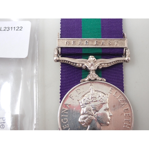 760 - A General Service Medal 1918-62, Near East Bar to 23228902 Pte. J. Trafford, Argyll & Sutherland Hig... 