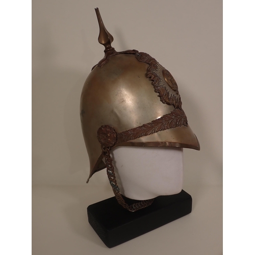 799 - A white metal Spike Helmet of Shropshire Imperial Yeomanry, also Tunic and Trews, two peaked Caps an... 