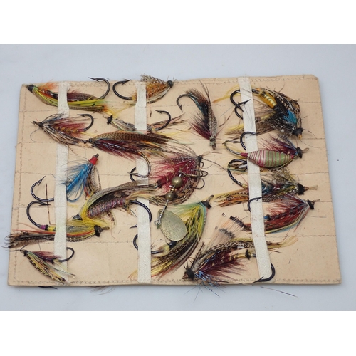 813 - A wooden box containing approximately 72 old Salmon Flies including gut tied (Provenance: Gliffaes C... 