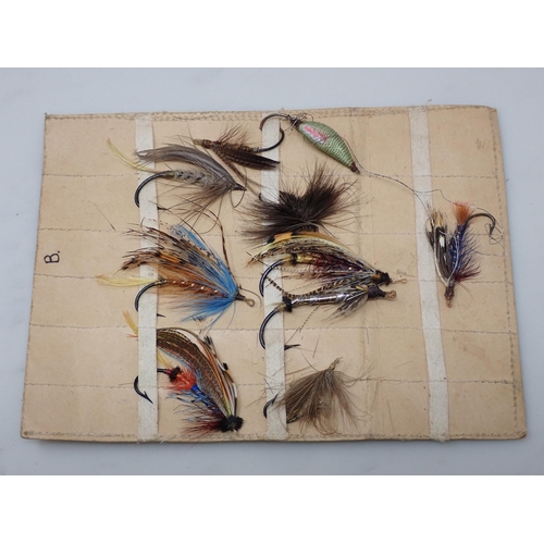 813 - A wooden box containing approximately 72 old Salmon Flies including gut tied (Provenance: Gliffaes C... 