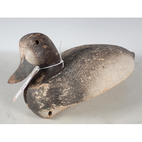 828 - An American mid-20th Century carved balsa wood and painted Female Scaup Duck Decoy with glass eyes 1... 