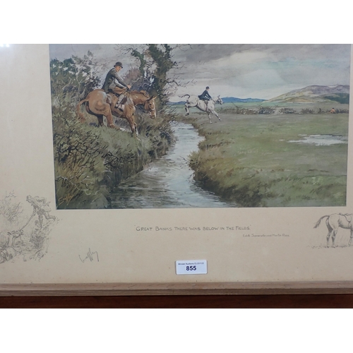 855 - Charles Johnson Payne (Snaffles); colour Print, 'Great Banks there was below in the Fields', pencil ... 