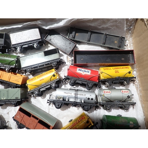 94 - A box including over forty unboxed Hornby-Dublo Wagons to include two early Royal Daylight Tankers a... 