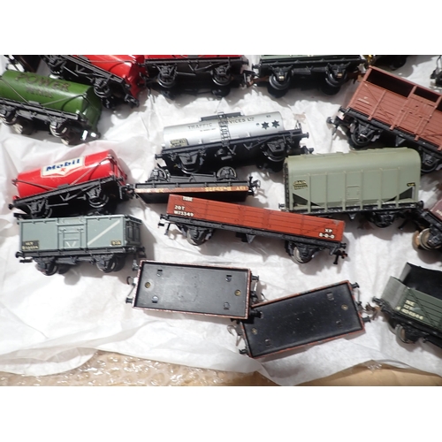 94 - A box including over forty unboxed Hornby-Dublo Wagons to include two early Royal Daylight Tankers a... 