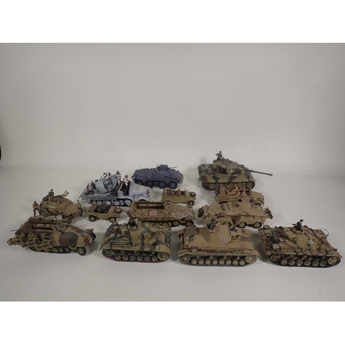 417 - Two boxes of plastic kit built Military Vehicles and aircraft