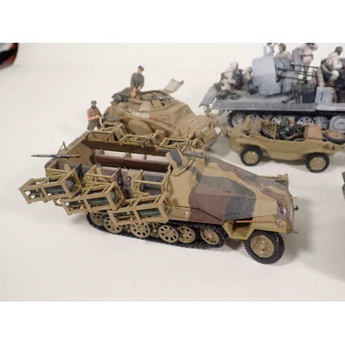 417 - Two boxes of plastic kit built Military Vehicles and aircraft