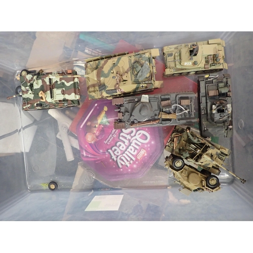 417 - Two boxes of plastic kit built Military Vehicles and aircraft