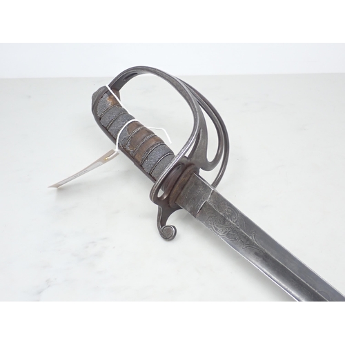 800 - A Victorian Artillery Officers Sword, dark patina overall, no scabbard