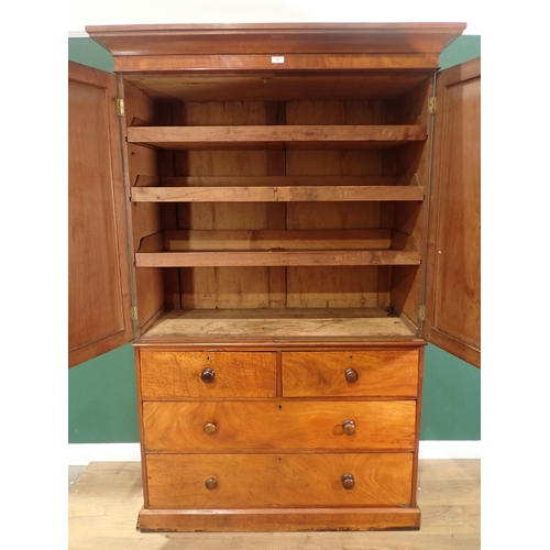 10 - A 19th Century mahogany Linen Press fitted two short and two long drawers to base 6ft 10in H x 4ft 6... 