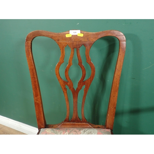 120 - A mahogany Elbow Chair and a mahogany pierced splat back Chair