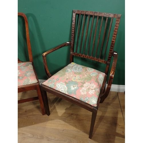 120 - A mahogany Elbow Chair and a mahogany pierced splat back Chair