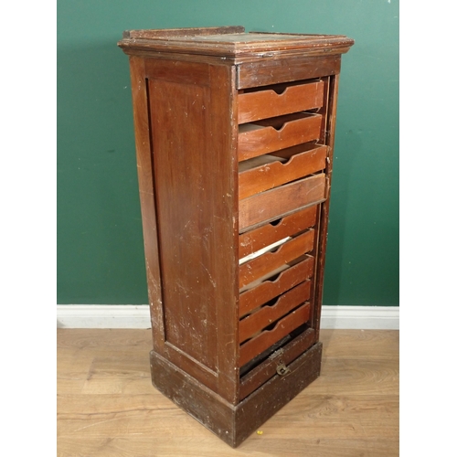 122 - An oak tambour front Filing Cabinet A/F 3ft 9in H x 1ft 6in W and a brass Fire Guard 2ft 8in H x 2ft... 