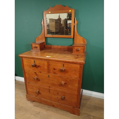 130 - An antique pine Dressing Chest fitted two short and two long drawers 4ft 11in H x 3ft W