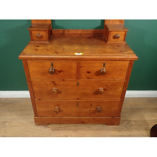 130 - An antique pine Dressing Chest fitted two short and two long drawers 4ft 11in H x 3ft W