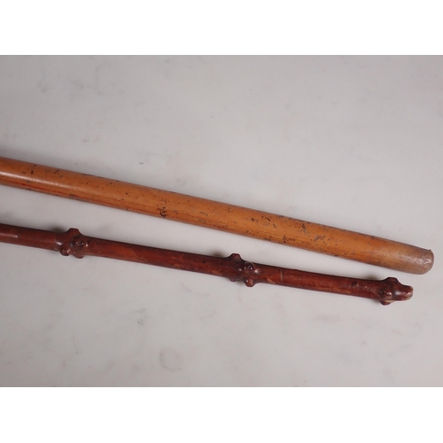 132 - A silver mounted holly Whip, and a horn handled Walking Stick