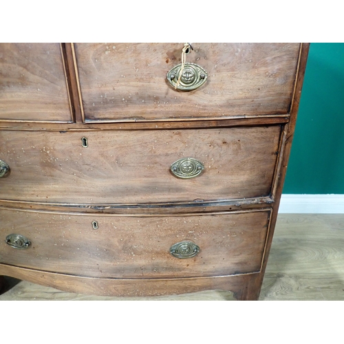 16 - A 19th Century mahogany bowfront Chest of two short and two long drawers, 2ft 11in W