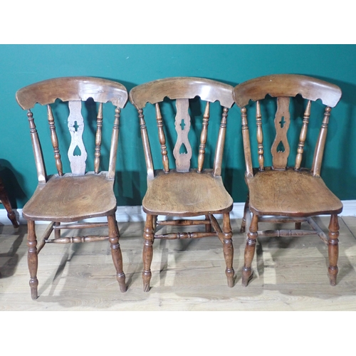 24 - A set of six antique ash and elm Kitchen Chairs with pierced splat backs