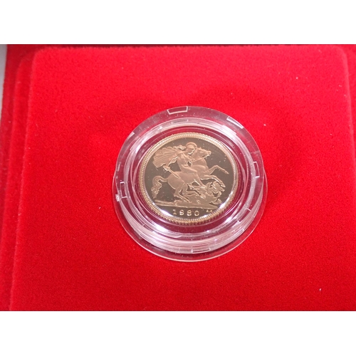 246 - QEII, 1980 Gold Proof Half Sovereign, in red case of issue, with COA