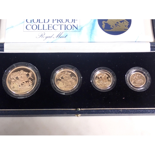 249 - QEII, Royal Mint 1982, four piece Gold Proof Coin Set, ½ Sovereign, Sovereign, Double Sovereign and ... 