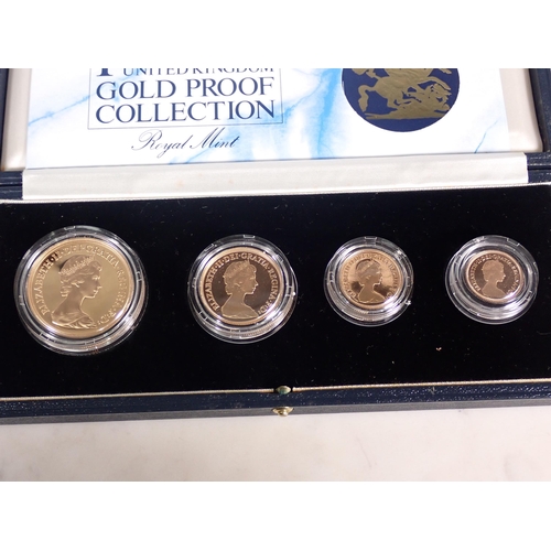 249 - QEII, Royal Mint 1982, four piece Gold Proof Coin Set, ½ Sovereign, Sovereign, Double Sovereign and ... 