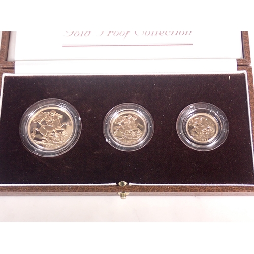 250 - QEII, Royal Mint 1983, three piece Gold Proof Coin Set, ½ Sovereign, Sovereign and Double Sovereign,... 