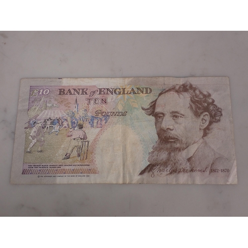 260 - Bank of England printing error £10, Graham Kentfield cashier, area of under print missing, front low... 