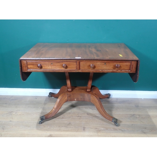 316 - A 19th Century mahogany and rosewood crossbanded Sofa Table 3ft 5in W x 2ft 4in H