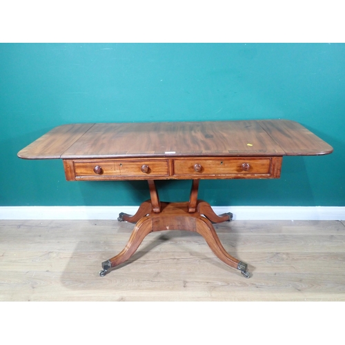 316 - A 19th Century mahogany and rosewood crossbanded Sofa Table 3ft 5in W x 2ft 4in H