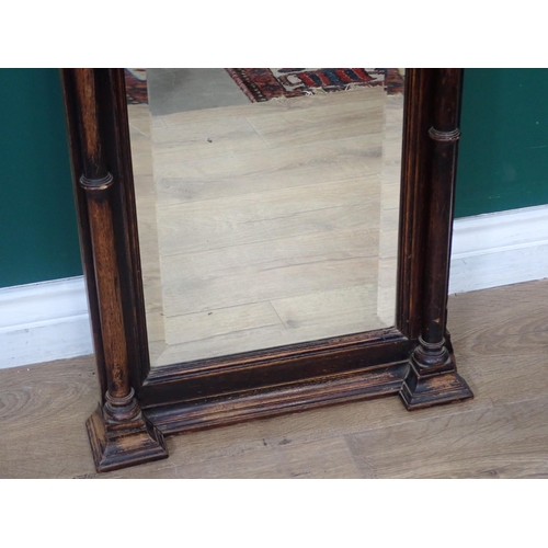 32 - A Wall Mirror with bevelled glass flanked by Corinthian columns 3ft 2in H x 1ft 8in W