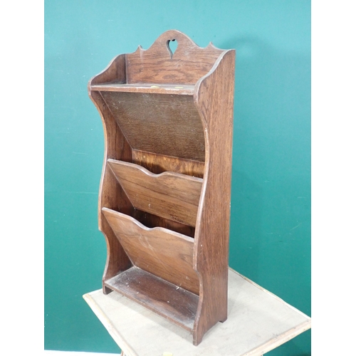 324 - A white painted bamboo Occasional Table, an oak Smoker's Stand, a Stool and an oak Magazine Rack