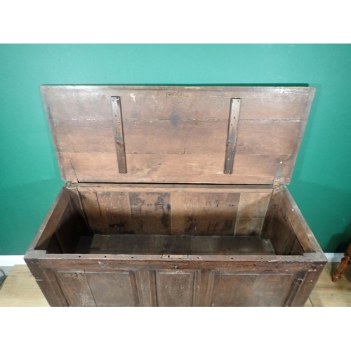 325 - An 18th Century panelled oak Mule Chest fitted two drawers 4ft 9in W x 3ft 2in H