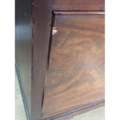 339 - A Victorian mahogany Linen Press fitted pair of cupboard doors above two short and two long drawers ... 