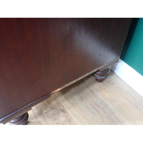 339 - A Victorian mahogany Linen Press fitted pair of cupboard doors above two short and two long drawers ... 