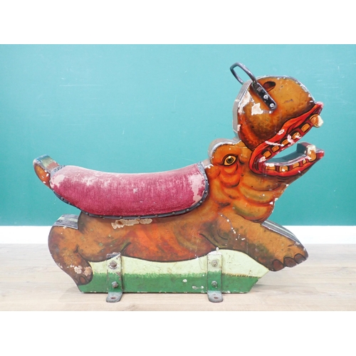 34 - An antique carved and painted Fairground Hippo from a Merry go Round 3ft 2in L x 2ft 9in H