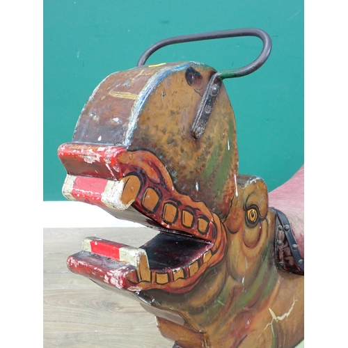 34 - An antique carved and painted Fairground Hippo from a Merry go Round 3ft 2in L x 2ft 9in H