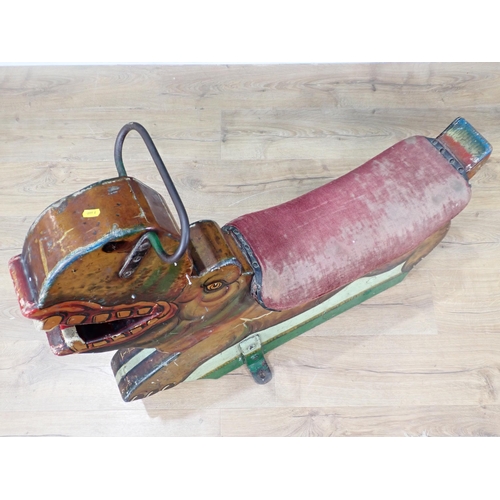 34 - An antique carved and painted Fairground Hippo from a Merry go Round 3ft 2in L x 2ft 9in H