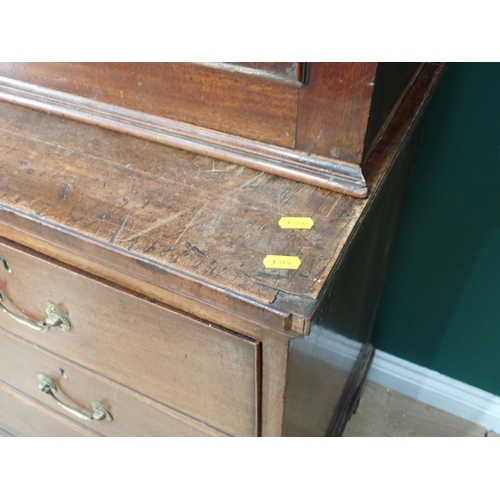 341 - A Georgian mahogany Linen Press fitted pair of cupboard doors above base fitted four short and one l... 