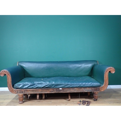 344 - A William IV rosewood Sofa with scroll arms and leather upholstery A/F 8ft W x 2ft 10in H

Provenanc... 