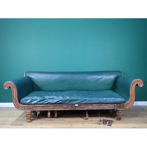 344 - A William IV rosewood Sofa with scroll arms and leather upholstery A/F 8ft W x 2ft 10in H

Provenanc... 