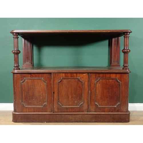 352 - A Victorian mahogany Buffet fitted three cupboard doors to base 4ft 4in W x 3ft 6in H