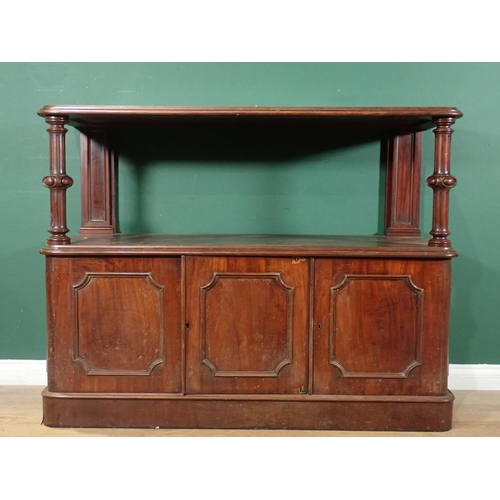 352 - A Victorian mahogany Buffet fitted three cupboard doors to base 4ft 4in W x 3ft 6in H