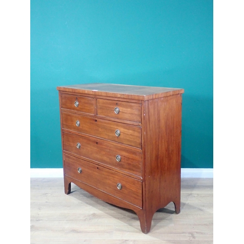 360 - A 19th Century mahogany Chest of two short and three long drawers 3ft 5in W x 3ft 5in H