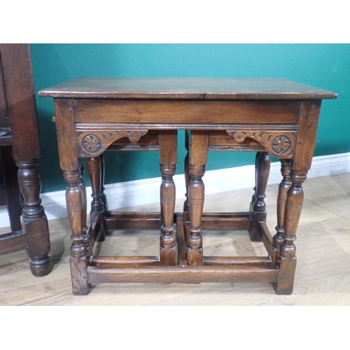 362 - A carved oak Cupboard fitted two frieze drawers above pair of doors 3ft W x 2ft 11in H and and oak N... 