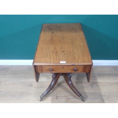 369 - A 19th Century mahogany Pembroke Table  fitted single end drawer mounted on quadruple splay base (on... 